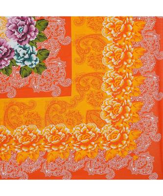 Orange 104 TC Cotton Printed Double Bedsheet with 2 Pillow Covers 5