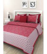 Red 104 TC Cotton Printed Double Bedsheet with 2 Pillow Covers