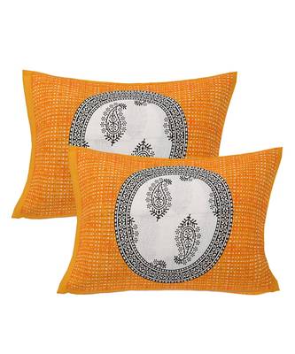 Yellow 104 TC Cotton Printed Double Bedsheet with 2 Pillow Covers 3