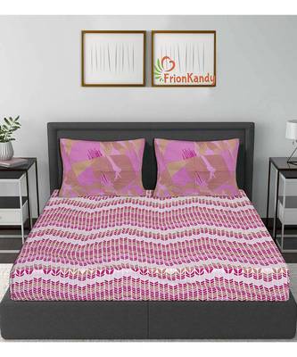 Purple 104 TC Cotton Printed Double Bedsheet with 2 Pillow Covers 2