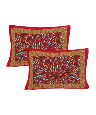 Red 104 TC Cotton Printed Double Bedsheet with 2 Pillow Covers 3