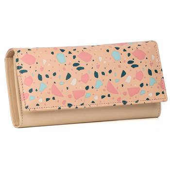 myDsGifts Women's Hand Wallet / Clutch  Ladies Hand Purse Printed PU Leather (Cream, Single Wallet) 1