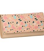 myDsGifts Women's Hand Wallet / Clutch  Ladies Hand Purse Printed PU Leather (Cream, Single Wallet)