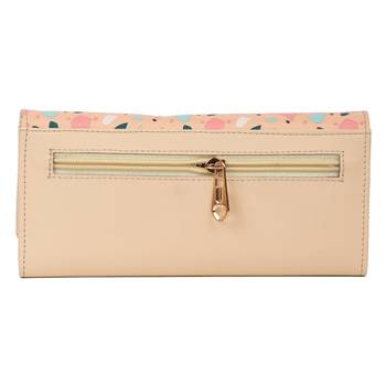 myDsGifts Women's Hand Wallet / Clutch  Ladies Hand Purse Printed PU Leather (Cream, Single Wallet) 2