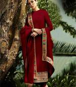 Maroon embroidered faux georgette salwar