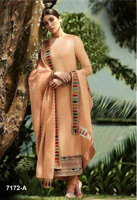 Peach embroidered faux georgette salwar 1