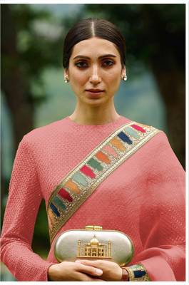 Pink embroidered faux georgette salwar 2