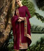 Wine embroidered faux georgette salwar