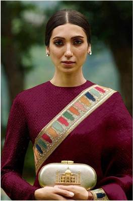 Wine embroidered faux georgette salwar 2