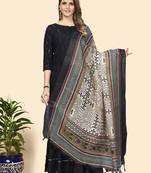 Vbuyz Women'S Art Silk Black & Cream Coloured Wowen Design Dupatta