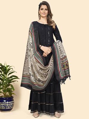 Vbuyz Women'S Art Silk Black & Cream Coloured Wowen Design Dupatta 5
