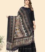Vbuyz Women'S Art Silk Black & Cream Coloured Ethnic Motifs Dupatta