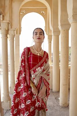 Ivory woven silk saree with blouse 2