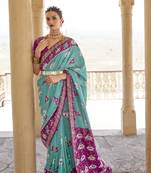 Light green woven silk saree with blouse