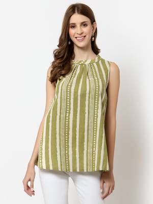 Olive printed cotton tunics 1