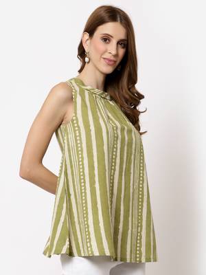 Olive printed cotton tunics 3