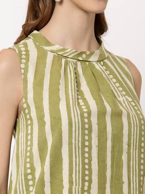 Olive printed cotton tunics 4