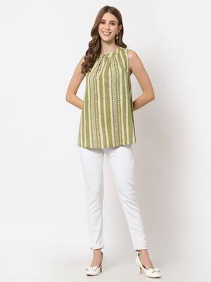 Olive printed cotton tunics 5