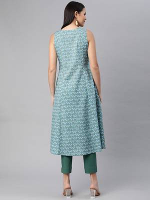 Blue printed cotton ethnic-kurtis 2