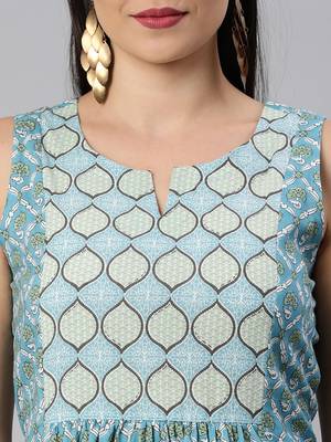 Blue printed cotton ethnic-kurtis 5