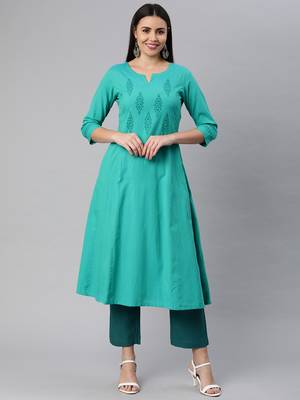 Green printed cotton ethnic-kurtis 1