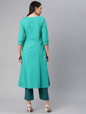 Green printed cotton ethnic-kurtis 2