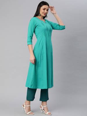Green printed cotton ethnic-kurtis 3