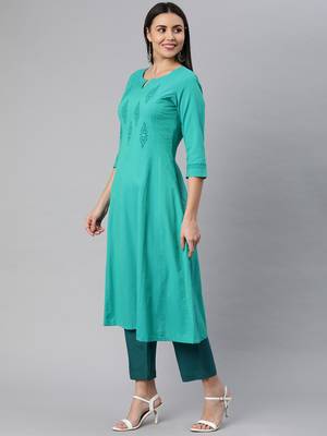 Green printed cotton ethnic-kurtis 4