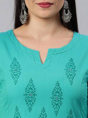 Green printed cotton ethnic-kurtis 5