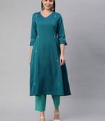 Blue printed cotton ethnic-kurtis