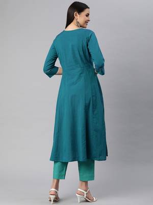 Blue printed cotton ethnic-kurtis 2