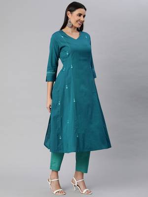 Blue printed cotton ethnic-kurtis 3