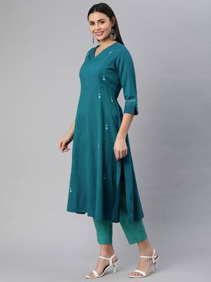 Blue printed cotton ethnic-kurtis 4