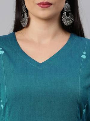 Blue printed cotton ethnic-kurtis 5