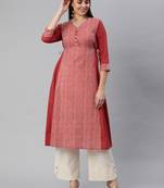 Maroon printed cotton ethnic-kurtis