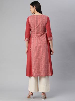 Maroon printed cotton ethnic-kurtis 2