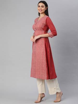 Maroon printed cotton ethnic-kurtis 4