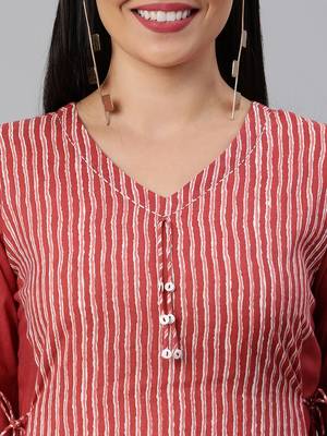 Maroon printed cotton ethnic-kurtis 5