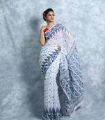 White And Black Jamdani Saree 
