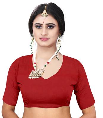 Jheenu Women's Weightless Red Printed Saree with Blouse  3