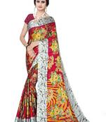 Jheenu Women's Rangoli Silk Maroon Printed Saree with Blouse 
