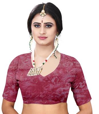 Jheenu Women's Rangoli Silk Maroon Printed Saree with Blouse  3