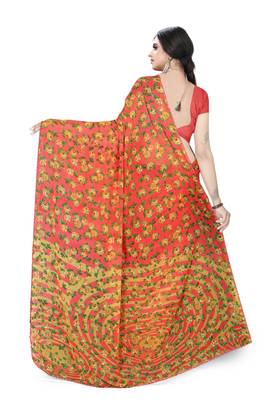 Jheenu Women's Weightless Gajri Printed Saree with Blouse  2