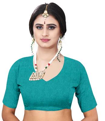 Jheenu Women's Weightless Sea Green Printed Saree with Blouse  3
