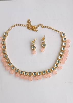 Pink Kundan necklace set  3