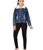 Blue
 plain cotton girls-jackets-coats