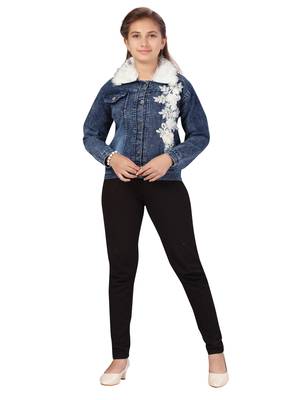 Blue
 printed cotton girls-jackets-coats 1