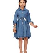 Blue
 plain cotton kids-frocks
