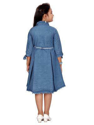 Blue
 plain cotton kids-frocks 4