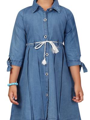 Blue
 plain cotton kids-frocks 5